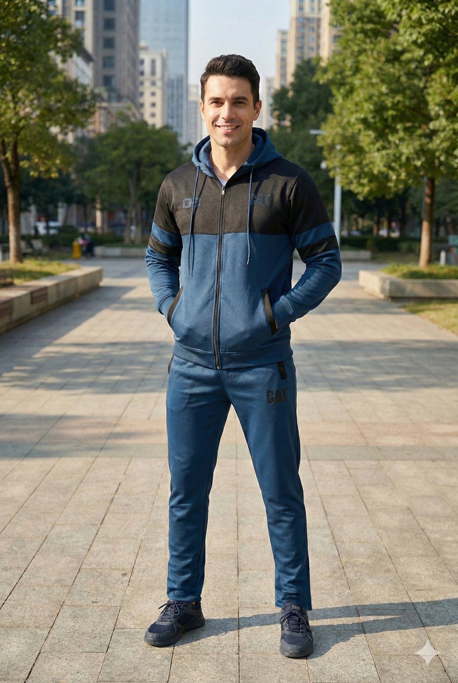 Bright Fashion Men’s Tracksuit Set – Zip-Up Hoodie & Jogger Pants, Winter Fleece Sportswear Outfit for Men - Image 3