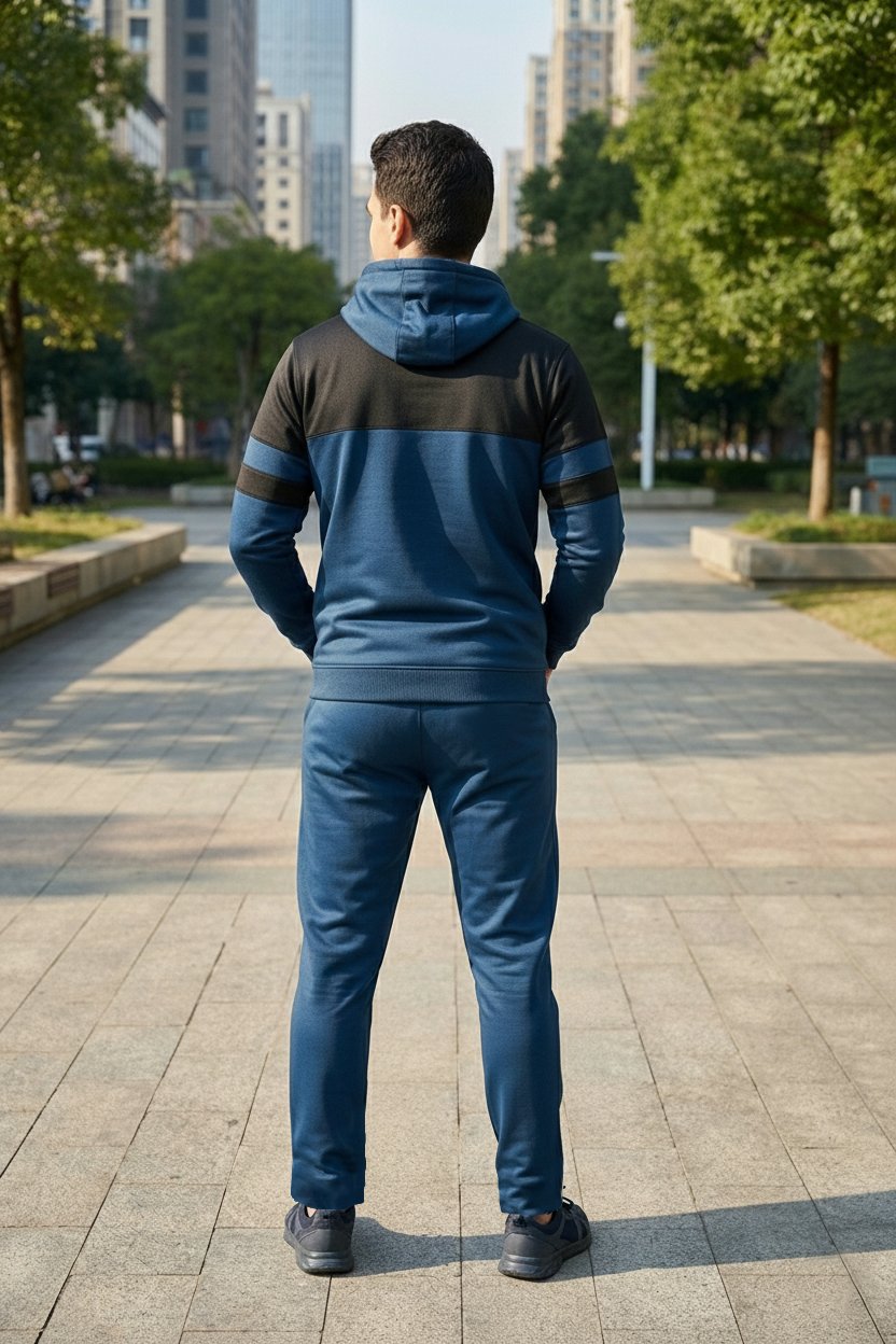 Bright Fashion Men’s Tracksuit Set – Zip-Up Hoodie & Jogger Pants, Winter Fleece Sportswear Outfit for Men - Image 4
