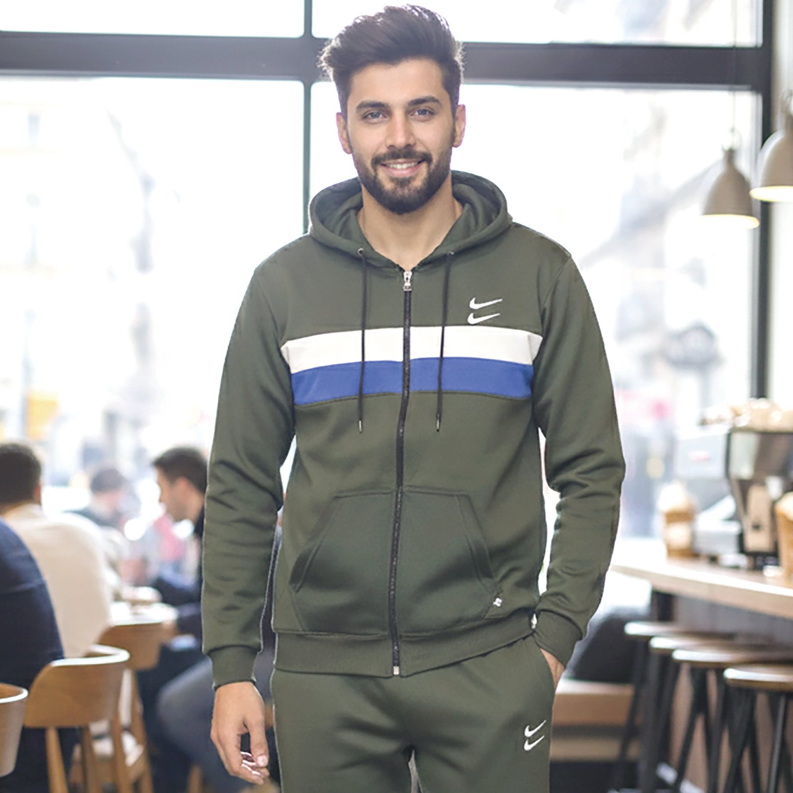 Bright Fashion Men’s Tracksuit Set – Zip-Up Hoodie & Jogger Pants, Winter Fleece Sportswear Outfit for Men - Image 3