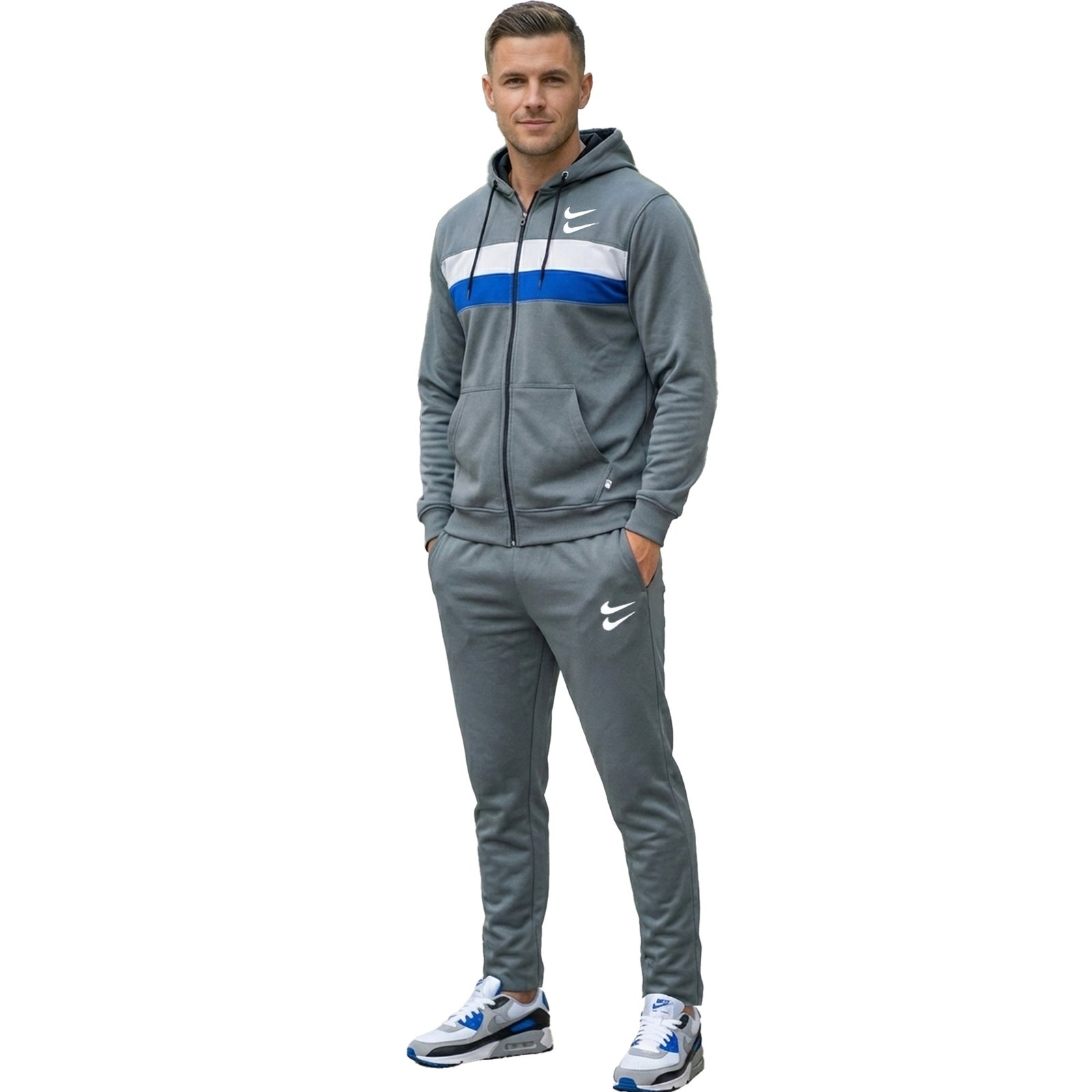 Bright Fashion Men’s Tracksuit Set – Zip-Up Hoodie & Jogger Pants, Winter Fleece Sportswear Outfit for Men - Image 5